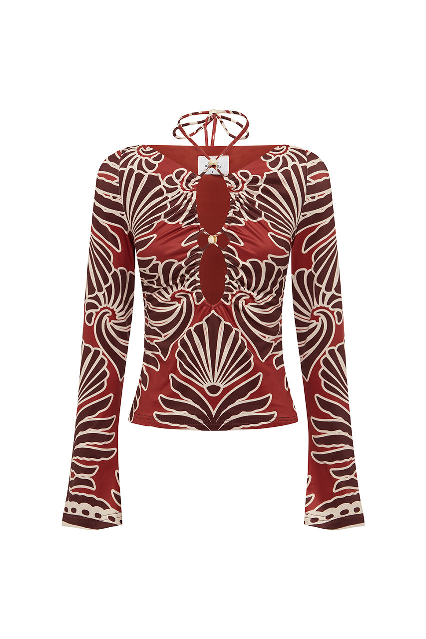 SIENNA SLEEVED TOP - BRODIE RED