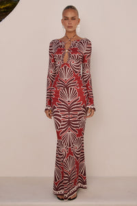 SIENNA MAXI SKIRT - BRODIE RED