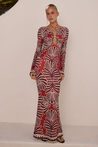 SIENNA MAXI SKIRT - BRODIE RED