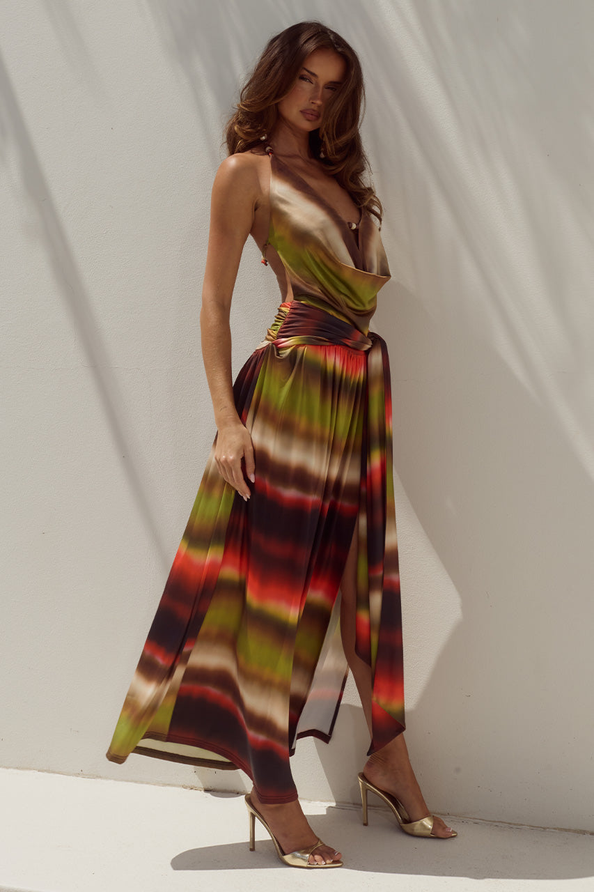 SIMONA LOW PLUNGE COWL MAXI DRESS - ANABELL RED