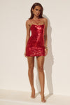 SINDY SEQUIN MINI DRESS - CHERRY