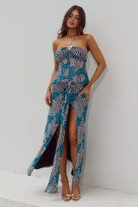 SKYLAR RUCHED MAXI SKIRT - DANTE TEAL