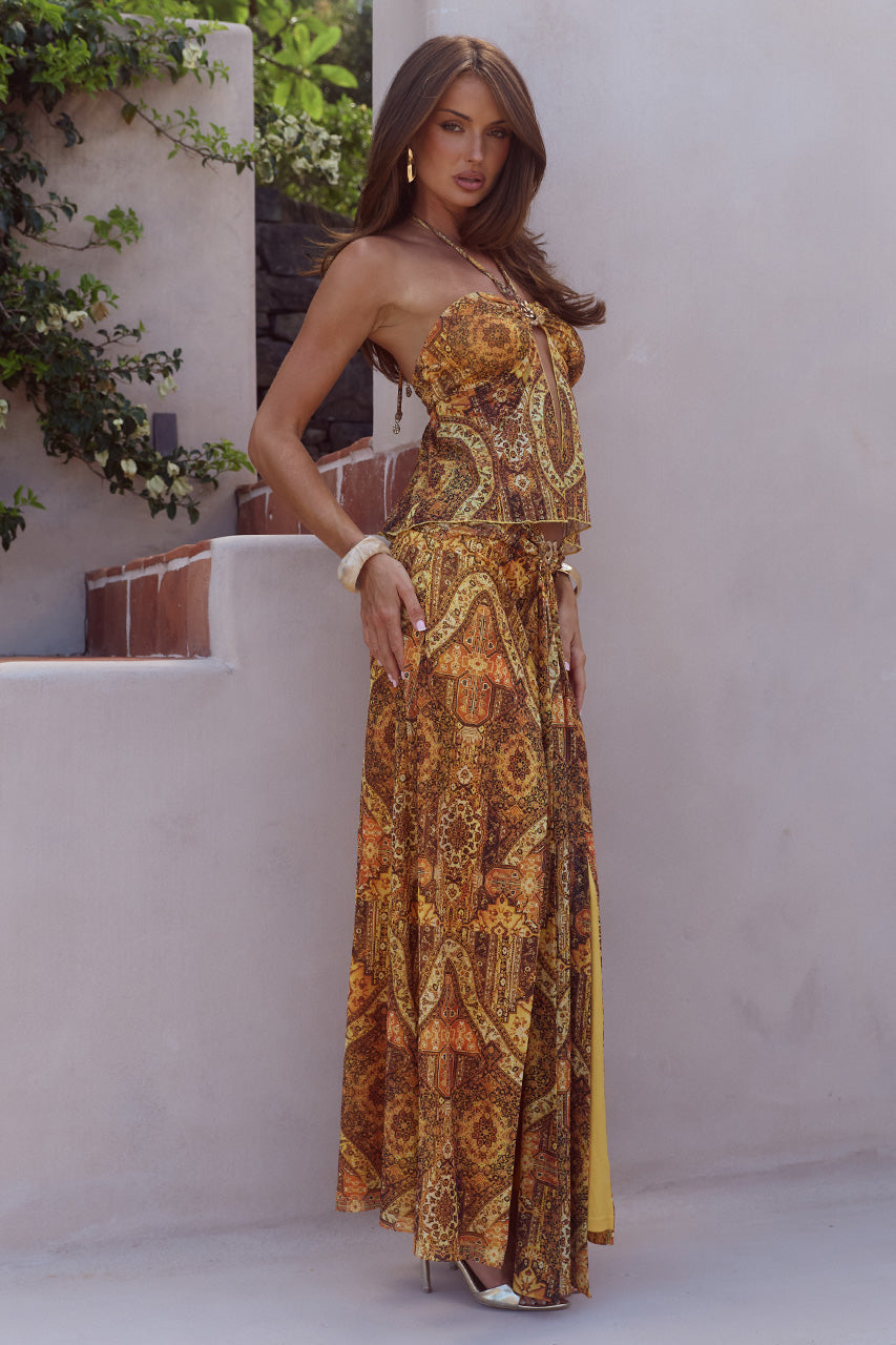 SKYLAR RUCHED  MAXI SKIRT - MAGNOLIA MANGO