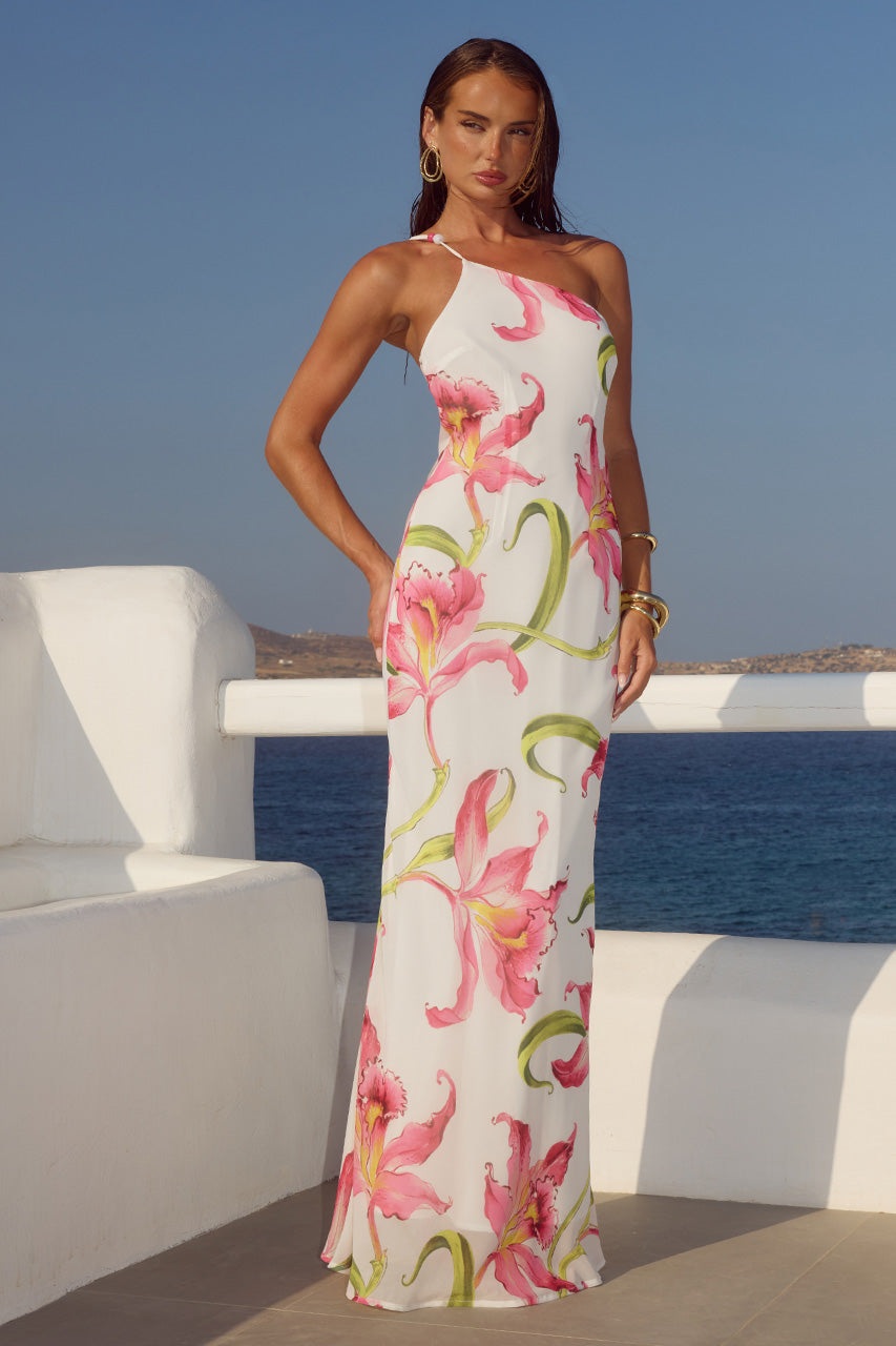 SONDREY ONE SHOULDER MAXI DRESS - CELINA PINK