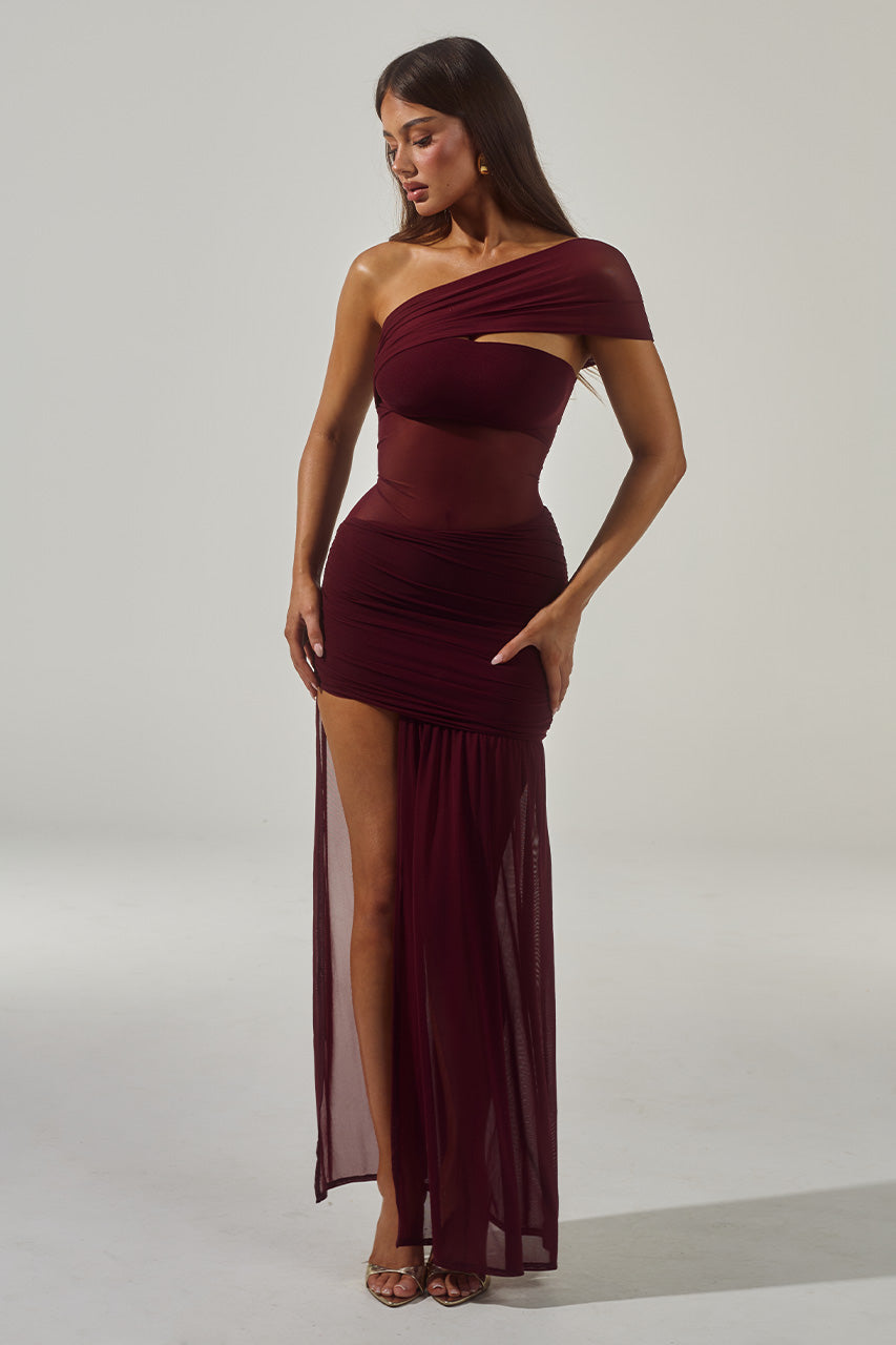 SORELLI ONE SHOULDER MINI DRESS - PLUM