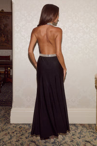 SORREL HALTER OPEN BACK MAXI DRESS - BLACK