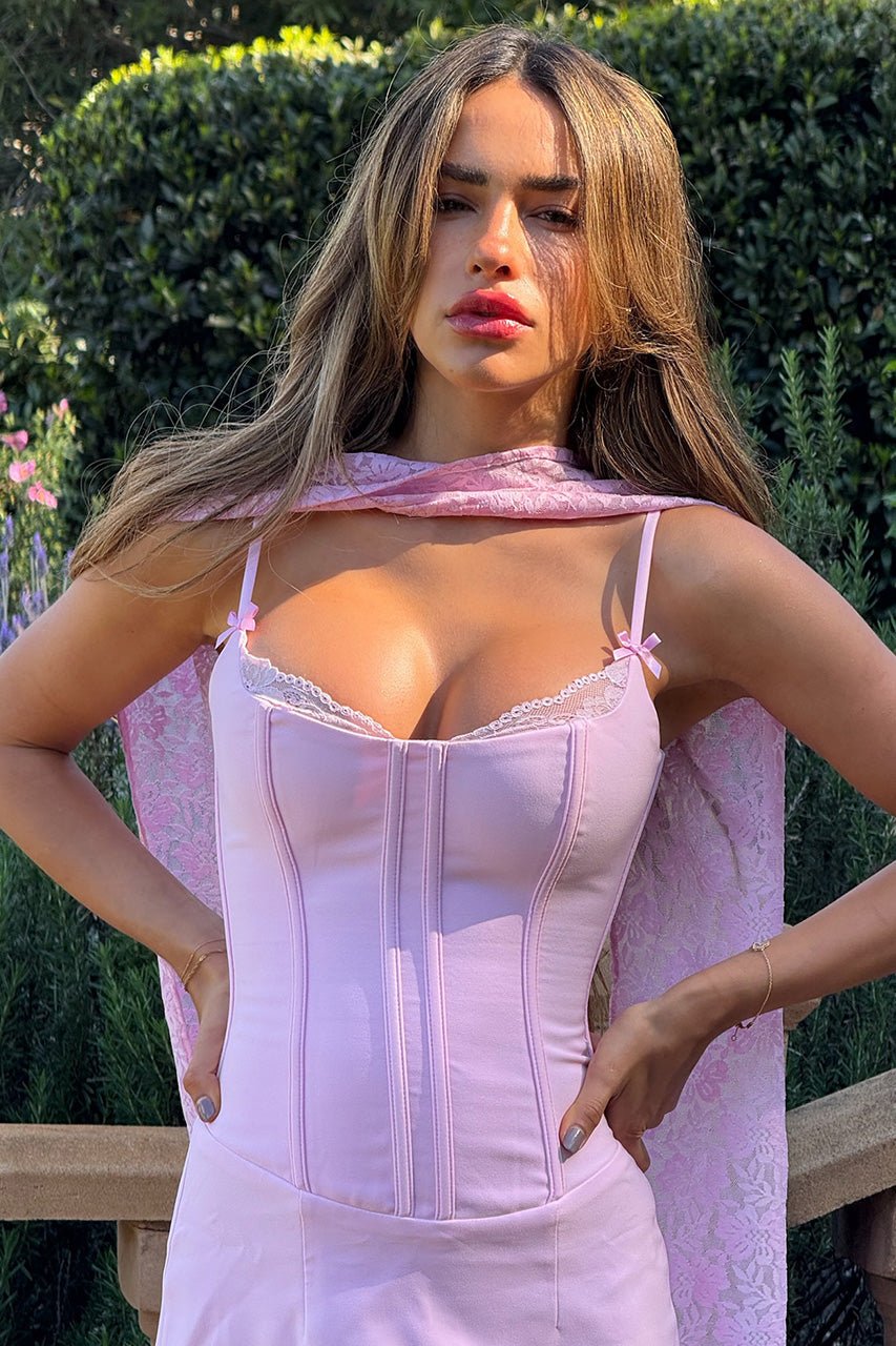 STARLA BUSTIER SCARF MINI DRESS - MUSK