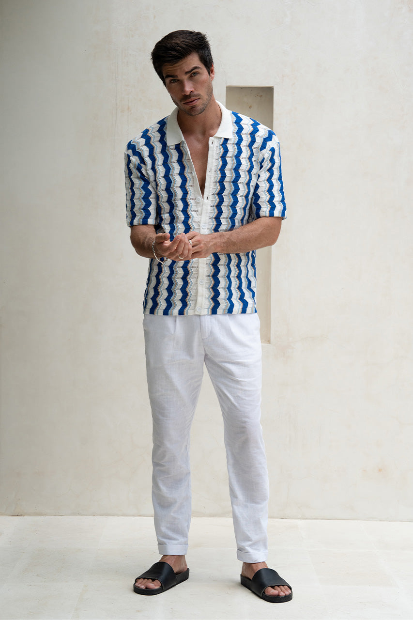 STEFANO KNIT TOP - BLUE MULTI