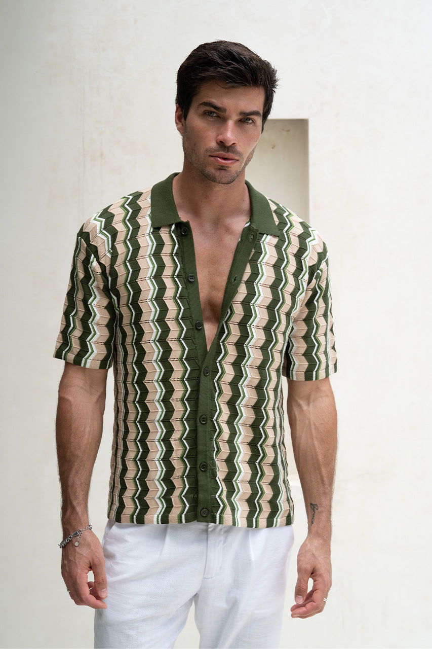 STEFANO KNIT TOP - GREEN MULTI