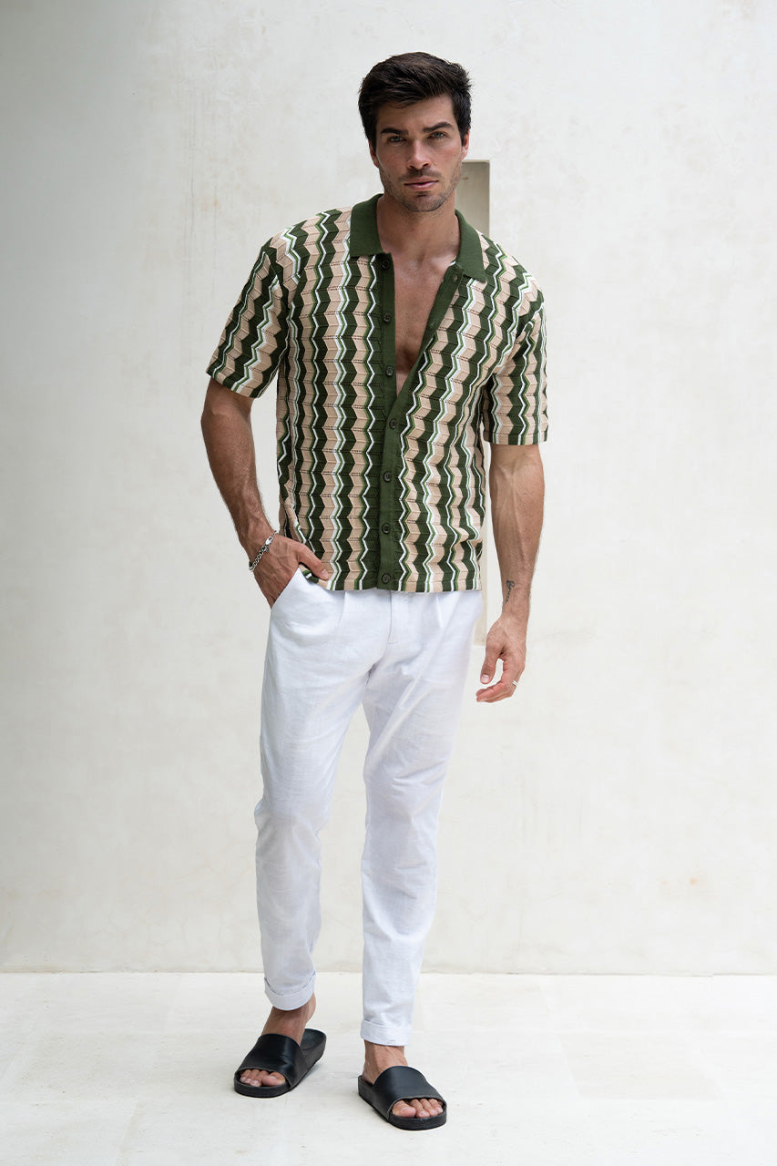 STEFANO KNIT TOP - GREEN MULTI