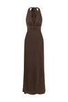 SYLVIE PLUNGE V-NECK MAXI DRESS - BITTER CHOCOLATE