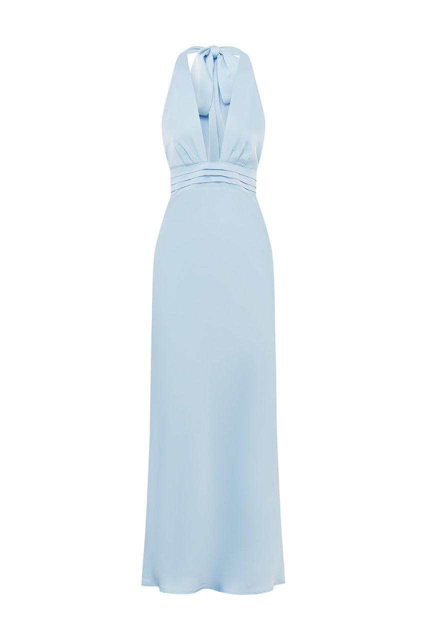 SYLVIE PLUNGE V-NECK MAXI DRESS - SKY BLUE