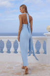 SYLVIE PLUNGE V-NECK MAXI DRESS - SKY BLUE
