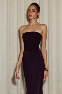 TALEAH STRAPLESS CORSET MAXI DRESS - BLACK