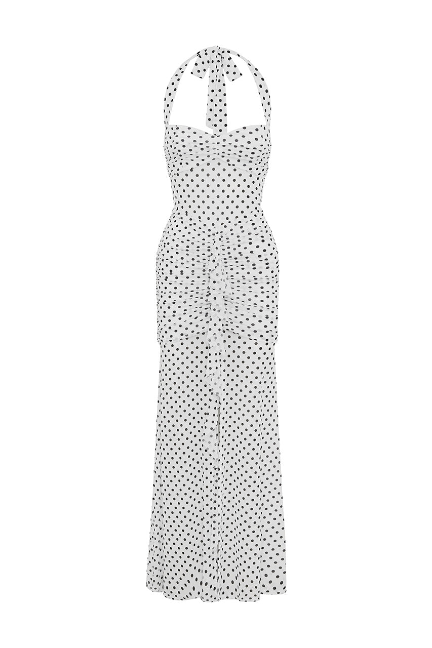 TALLULA MAXI DRESS - WHITE POLKA