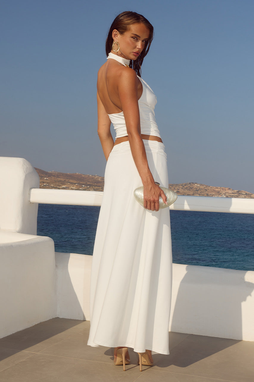 TARA SIDE SPLIT MAXI SKIRT - WHITE