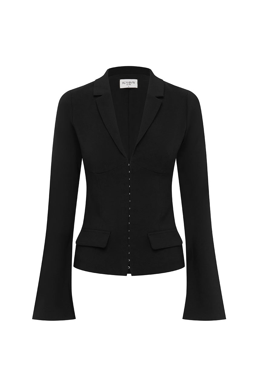 TASHI BLAZER TOP - BLACK
