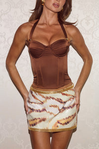 TEGAN HALTER BUSTIER - CHOCOLATE