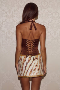 TEGAN HALTER BUSTIER - CHOCOLATE