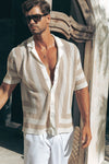 THEO KNIT SHIRT - SAND/WHITE