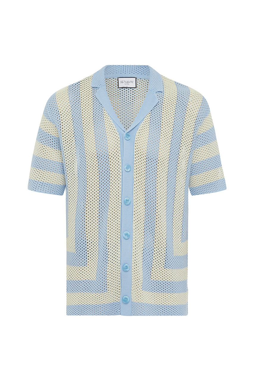 THEO KNIT SHIRT - SKY/LEMON