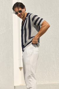 THEO KNIT  SHIRT - NAVY/WHITE