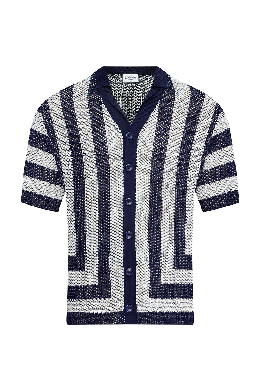 THEO KNIT  SHIRT - NAVY/WHITE
