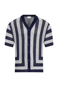 THEO KNIT  SHIRT - NAVY/WHITE