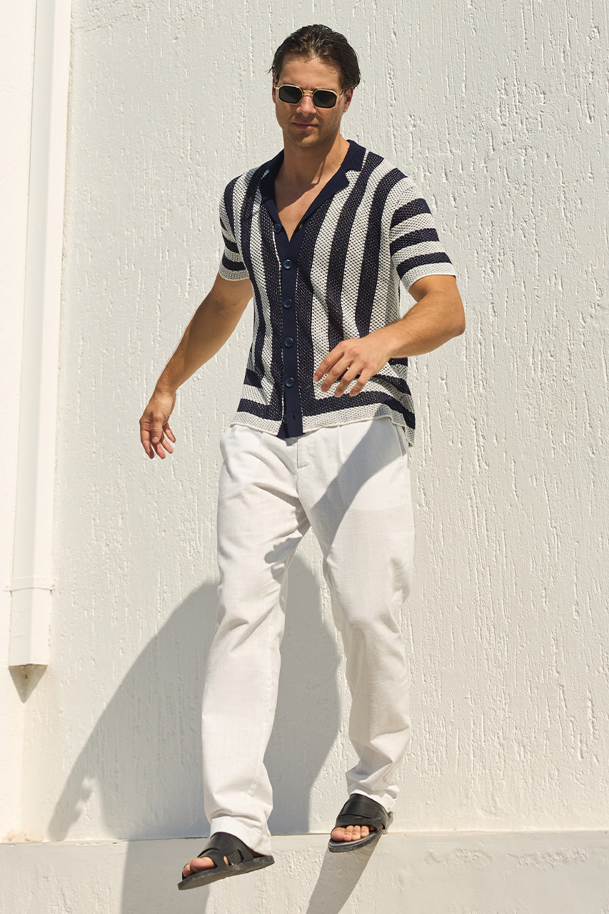 THEO KNIT  SHIRT - NAVY/WHITE