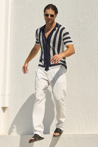 THEO KNIT  SHIRT - NAVY/WHITE