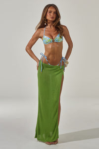 KIVA HIGH SIDE SLIT MAXI SKIRT - KIWI