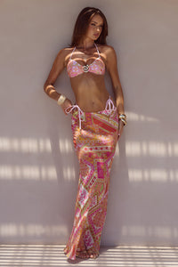 CYRUS LOW WAIST SHEER MAXI SKIRT - CAVELLO PEACH