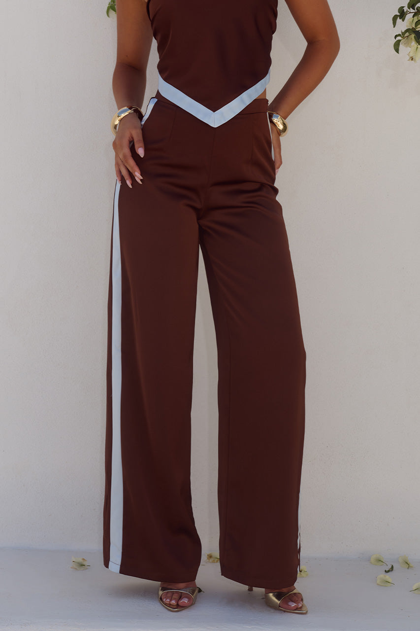 TURNER PANT - CHOCOLATE/SKY BLUE
