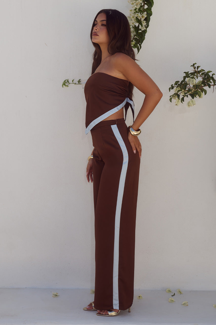TURNER PANT - CHOCOLATE/SKY BLUE