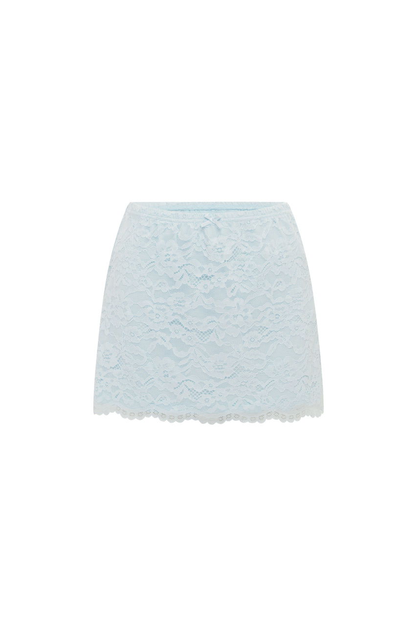 VALERIE LACE MINI SKIRT - ICE BLUE