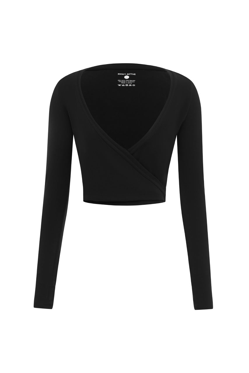 TORIE BALLET WRAP TOP - BLACK