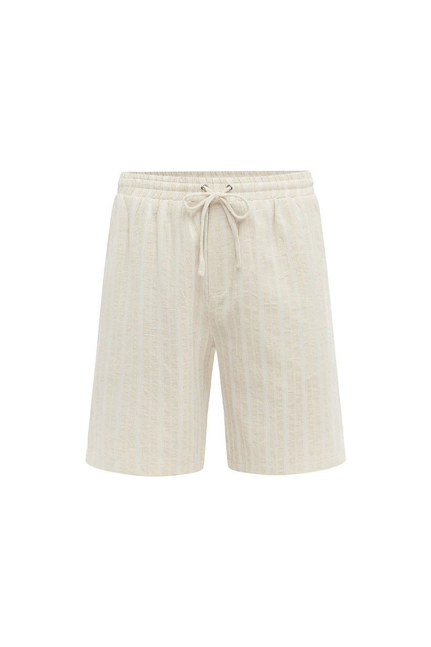 TRISTIAN DRAWSTRING SHORT - SAND/WHITE STRIPE