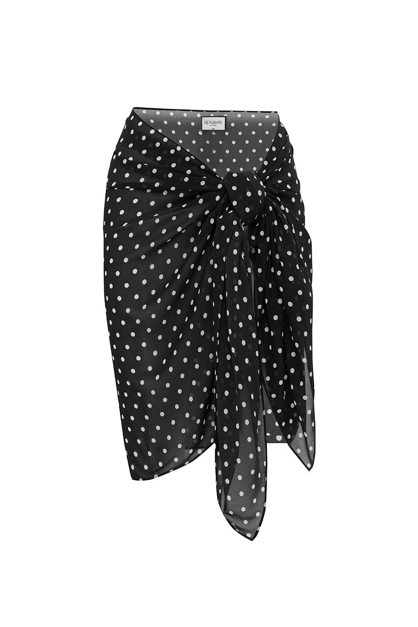 TROPEZ SARONG - BLACK POLKA