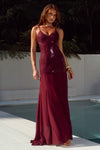 TULIA LOW BACK MAXI DRESS - WINE