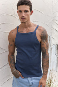 TYLER RIBBED SINGLET - STEEL