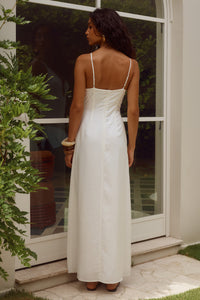 UNITY LOW PLUNGE MAXI DRESS - WHITE