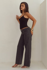 ZAVIER STRAIGHT LEG JEANS - BLACK/WHITE POLKA