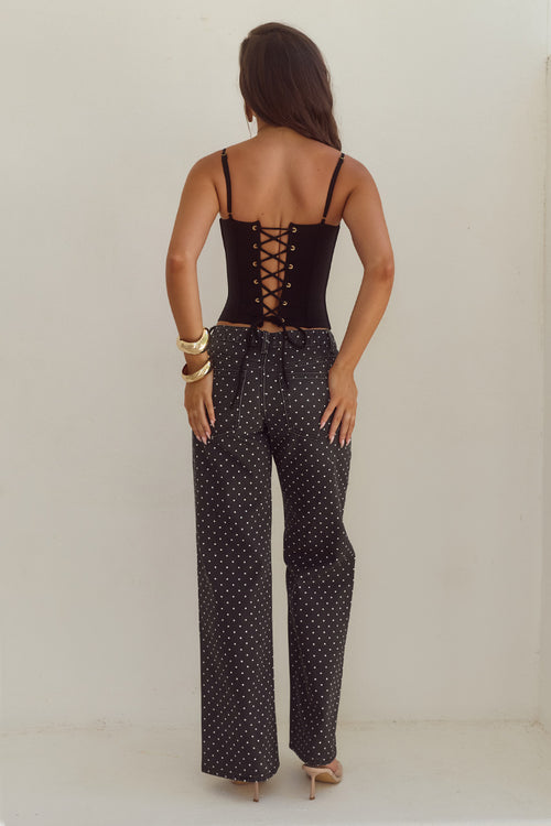 ZAVIER STRAIGHT LEG JEANS - BLACK/WHITE POLKA