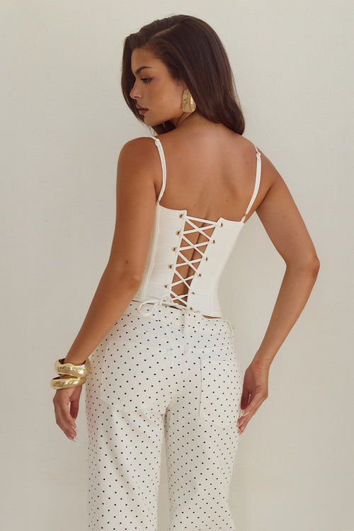 ZAVIER STRAIGHT LEG JEANS - WHITE/BLACK POLKA