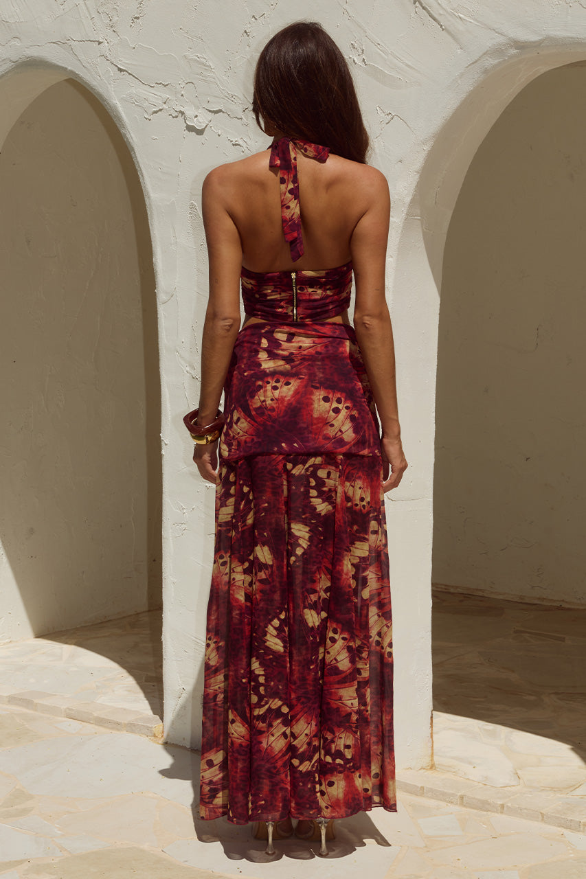 VALLETTA DEEP-V HALTER TOP - ELIANA RED