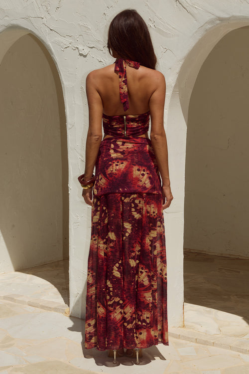 VALLETTA HANDKERCHIEF MAXI SKIRT - ELIANA RED