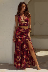 VALLETTA DEEP-V HALTER TOP - ELIANA RED