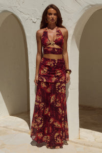 VALLETTA HANDKERCHIEF MAXI SKIRT - ELIANA RED
