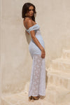 VANEYA OFF SHOULDER LACE MAXI DRESS - BLUEBELL
