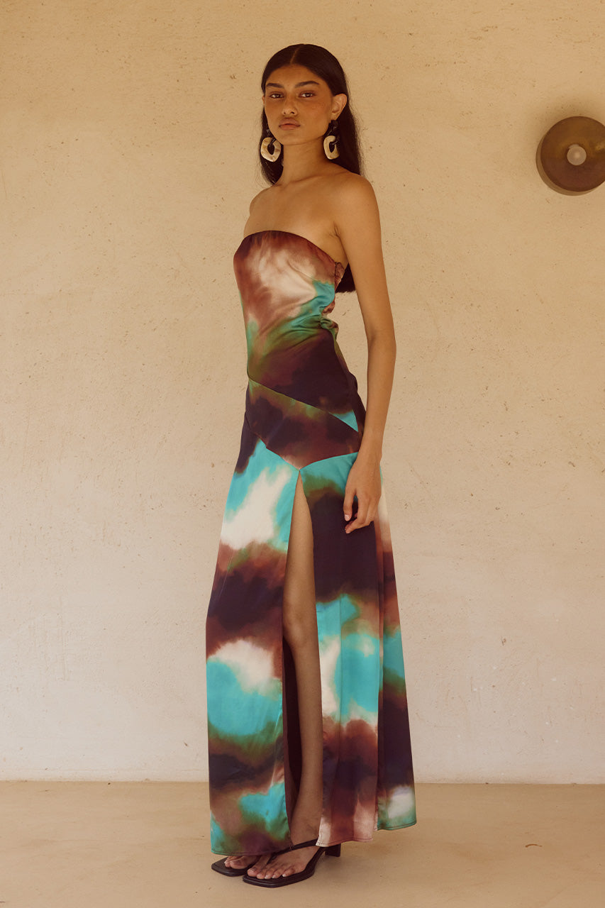 VEGA STRAPLESS MAXI DRESS - VEGA CHOCOLATE